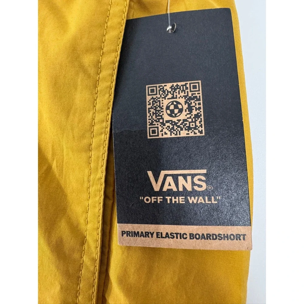 Vans Mens Primary Solid Elastic Boardshorts Yellow Relaxed Fit Size Large NWT